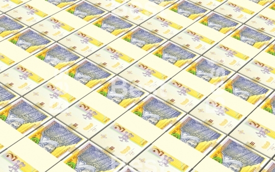 Macedonian denar bills stacks background