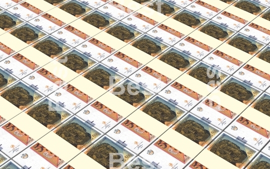 Macedonian denar bills stacks background