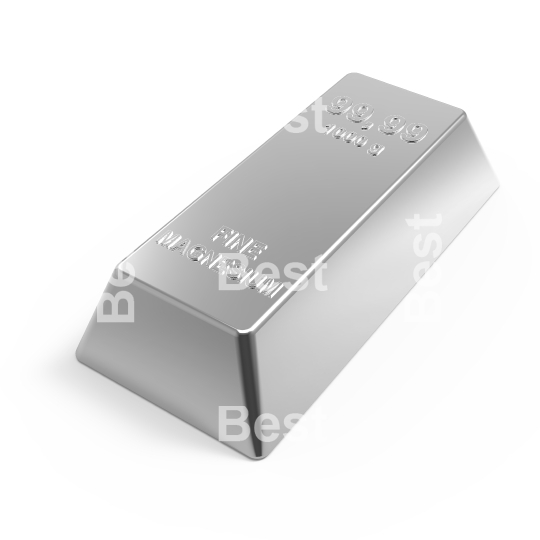 Magnesium ingot isolated on white.