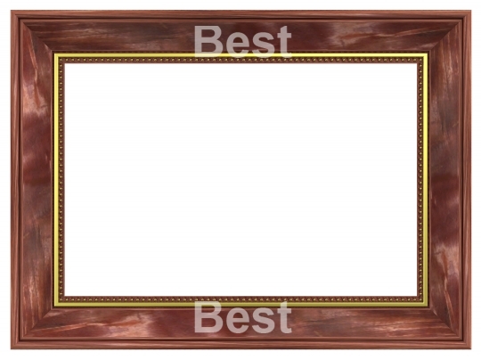 Mahogany with gold rectangular frame isolated on white background.