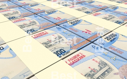 Malagasy ariary bills stacks background