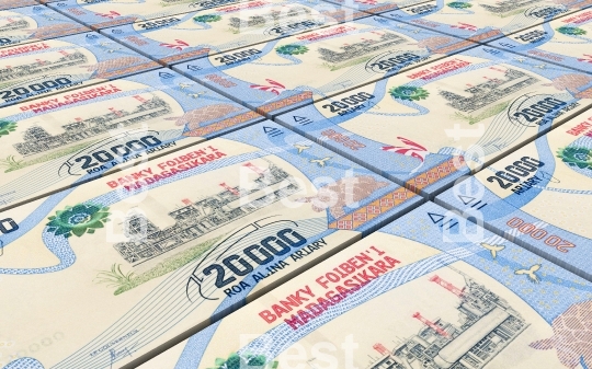 Malagasy ariary bills stacks background