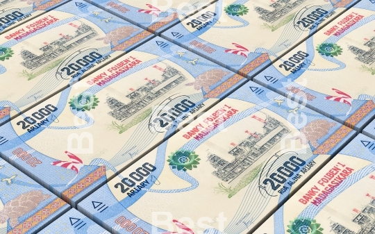 Malagasy ariary bills stacks background