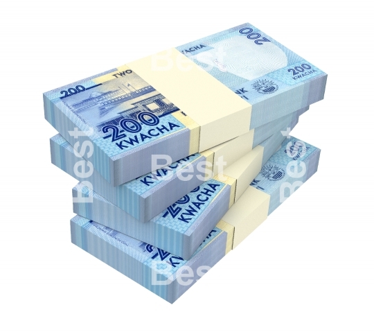 Malawi kwacha bills isolated on white background