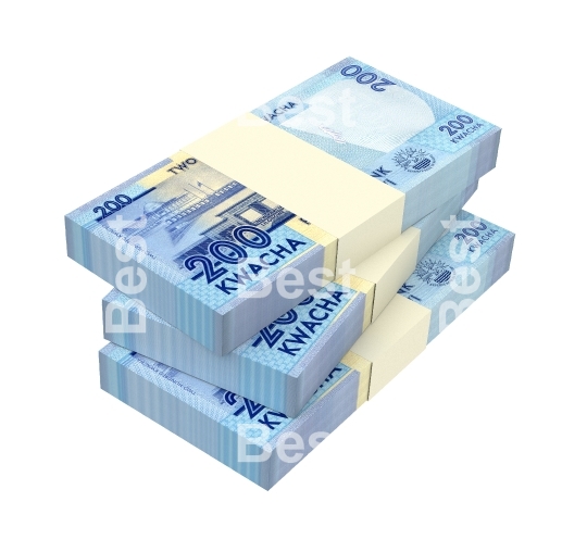 Malawi kwacha bills isolated on white background