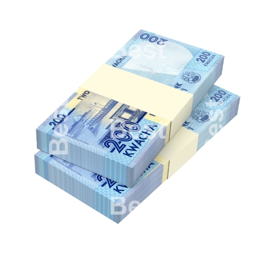 Malawi kwacha bills isolated on white background