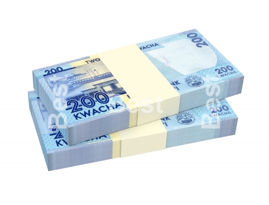 Malawi kwacha bills isolated on white background