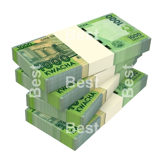 Malawi kwacha bills isolated on white background