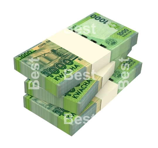 Malawi kwacha bills isolated on white background