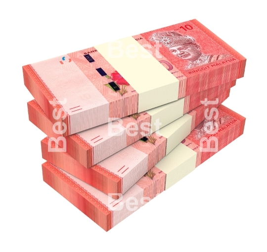 Malaysian ringgit bills isolated on white background