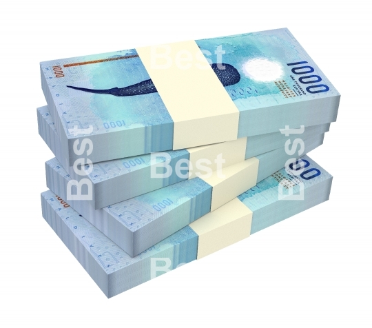 Maldivian rufiyaa bills isolated on white background