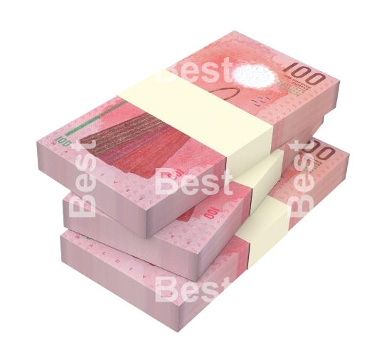 Maldivian rufiyaa bills isolated on white background