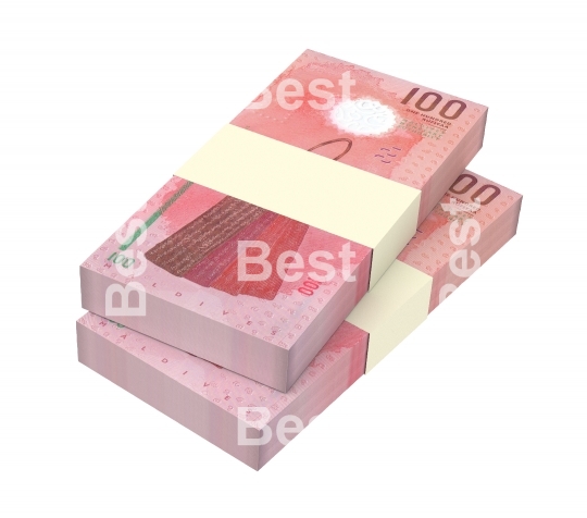 Maldivian rufiyaa bills isolated on white background