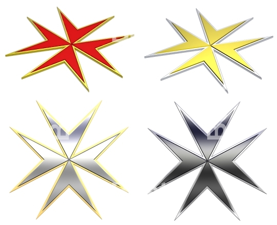 Maltese cross set isolated on white.