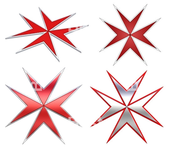 Maltese cross set isolated on white.