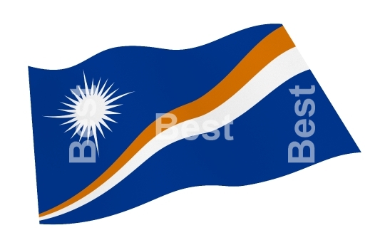 Marshall Islands flag isolated on white background with clipping path from world flags set