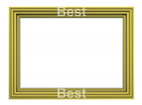 Matt gold rectangular frame isolated on white background. 