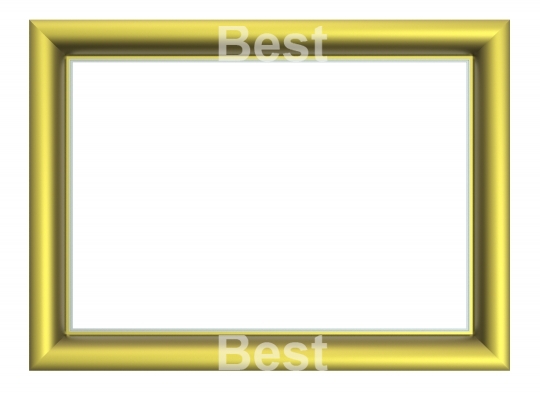 Matt gold rectangular frame isolated on white background. 