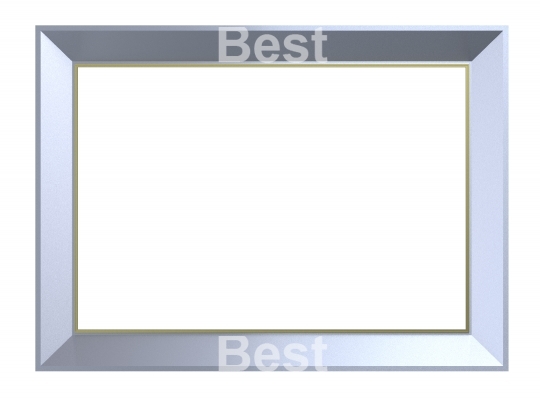 Matt silver rectangular frame isolated on white background. 