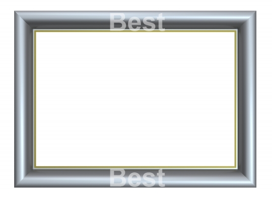 Matt silver rectangular frame isolated on white background. 