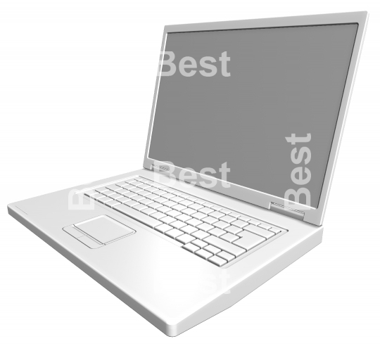 Matt white laptop isolated on white.