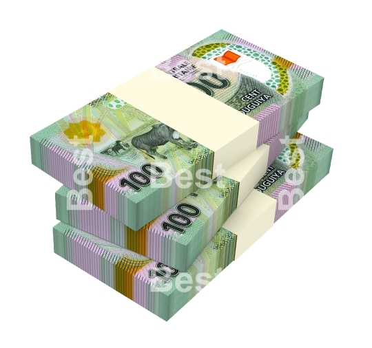 Mauritanian ouguiya bills isolated on white with clipping path