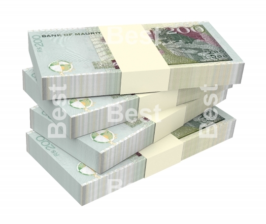Mauritian rupee bills isolated on white background