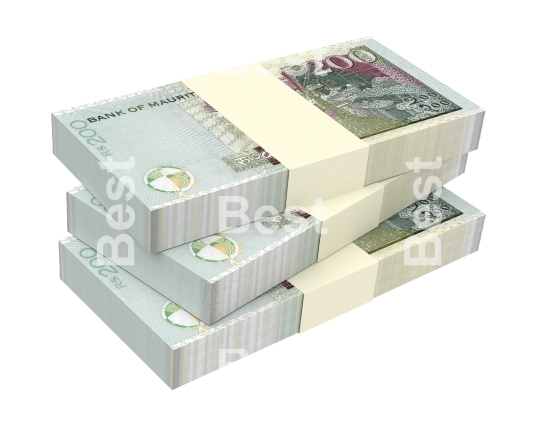 Mauritian rupee bills isolated on white background