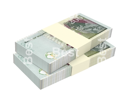 Mauritian rupee bills isolated on white background