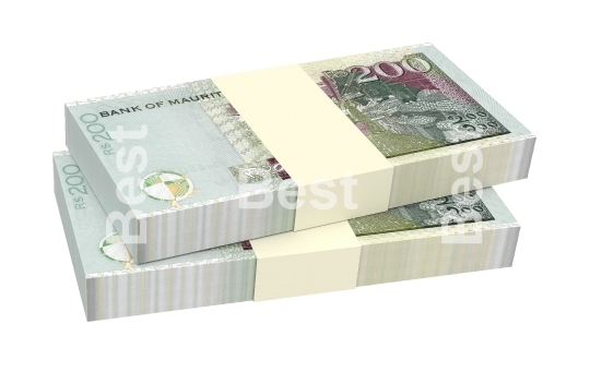 Mauritian rupee bills isolated on white background