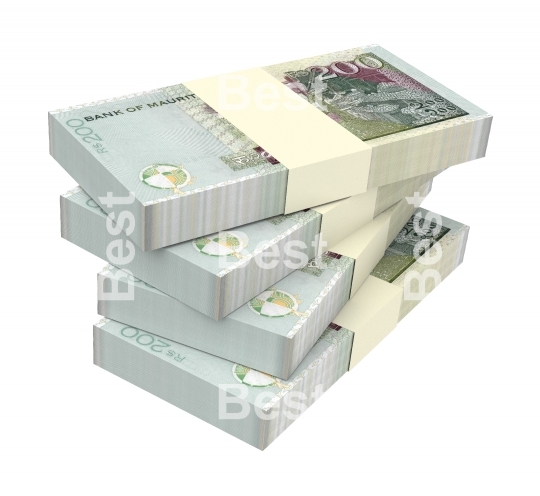 Mauritian rupee bills isolated on white background