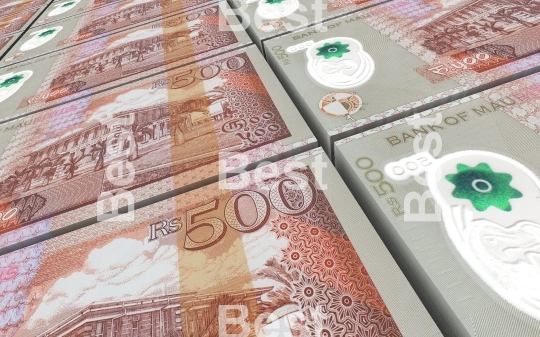 Mauritian rupee bills stacked background