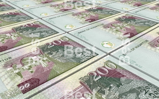 Mauritian rupee bills stacked background