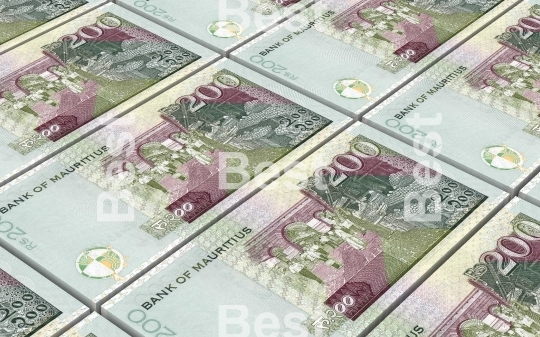 Mauritian rupee bills stacked background