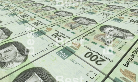 Mexican pesos bills stacked background