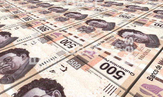 Mexican pesos bills stacked background