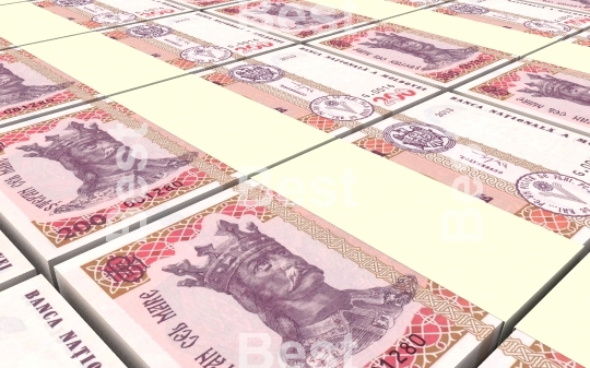 Moldovan leu bills stacks background