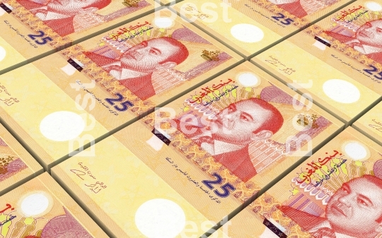 Moroccan dirhams bills stacks background