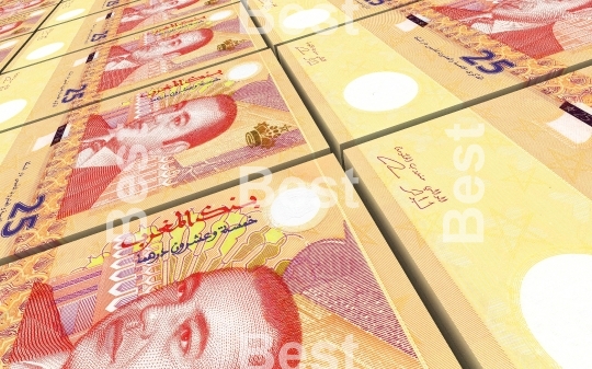 Moroccan dirhams bills stacks background