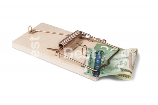Mouse trap with Canadian dollar bills