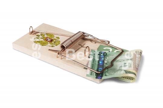 Mouse trap with dollar bill
