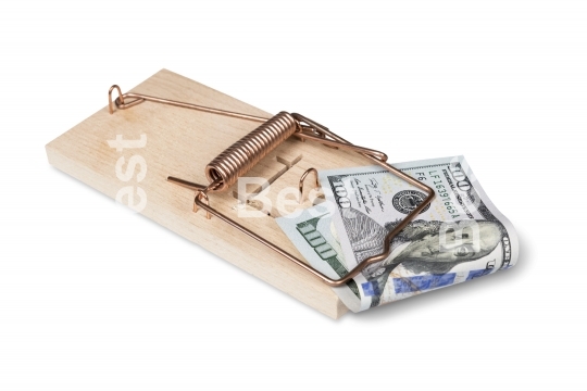 Mouse trap with dollar bills