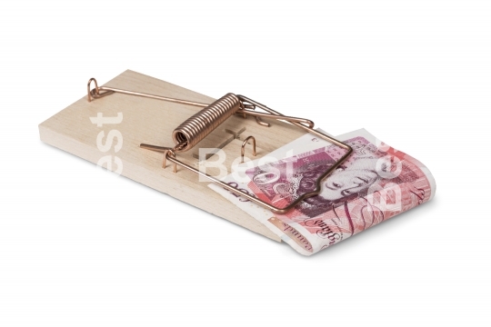 Mouse trap with pounds bills