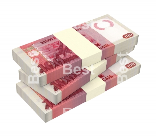 Mozambican meticais bills isolated on white background