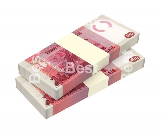 Mozambican meticais bills isolated on white background