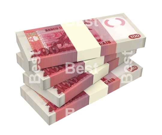 Mozambican meticais bills isolated on white background