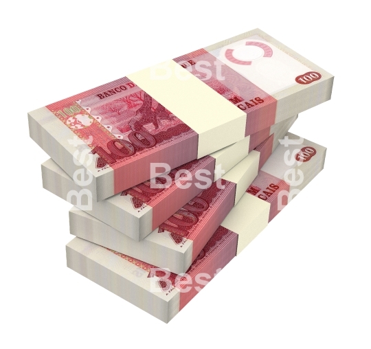 Mozambican meticais bills isolated on white background