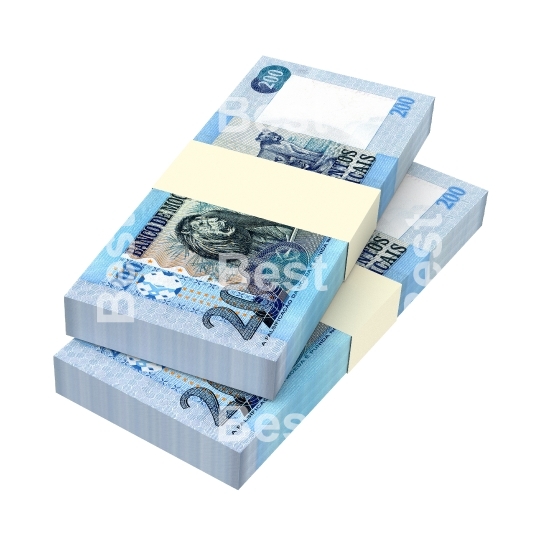 Mozambican meticais bills isolated on white background