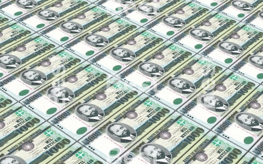 Mozambican meticais bills stacked background