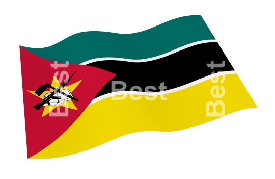 Mozambique flag isolated on white background with clipping path from world flags set